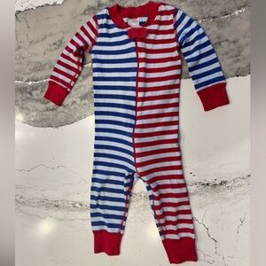 Hanna Andersson striped zip up pajamas size 70 / 9-18 months